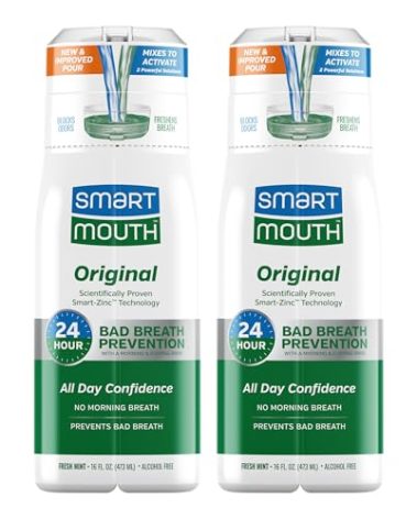 SmartMouth Original Activated Mouthwash for Bad Breath, Lasts 24 Hours, Fresh Mint, 16 fl oz, 2 Pack