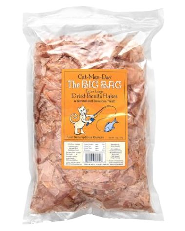 Cat-Man-Doo Extra Large Dried Bonito Flakes Treats for Dogs & Cats - All Natural High Protein Flakes - 4oz. / 112g Bag