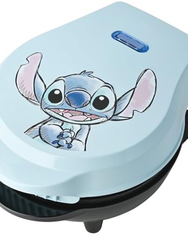 Select Brands Disney Lilo & Stitch 4" Mini Waffle Maker - Cute Appliance for Single Waffle - Features Ceramic Nonstick Plates & Non-Skid Feet - Make Stitch Waffles