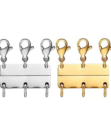 Layering Magnetic Necklace Clasp,18 K Gold and Silver Separator for Stackable Necklaces