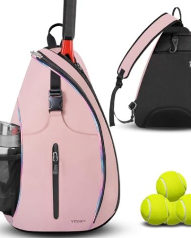 Ytonet Tennis Bag, Tennis Sling Backpack Crossbody Water Resistant for Men Women, Compatible for Pickleball Badminton Rackets