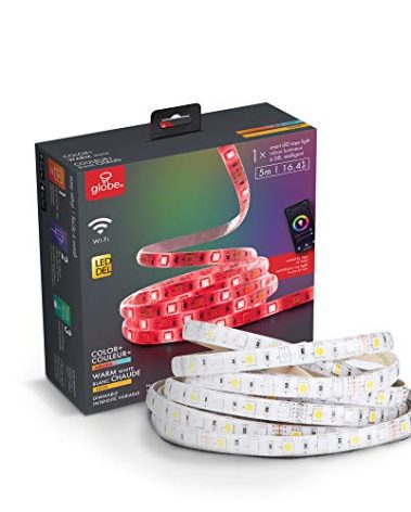 GLOBE Electric 50053 Collection Smart Strip Light, 16.4 ft, Multi-Color, 300 Lumens