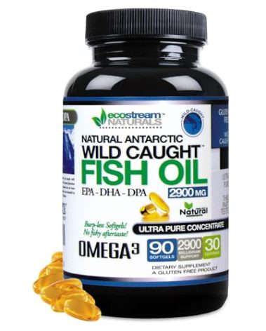 ecostream Naturals Wild Caught Omega 3 Fish Oil DPA-EPA-DHA Supplement 2,900 Milligrams - Now with Even More DPA-EPA-DHA