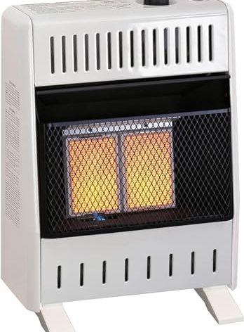 ProCom ML100TPA-B Ventless Propane Gas Infrared Space Heater with Thermostat Control for Home and Office Use, 10000 BTU, Heats Up to 500 Sq. Ft., Includes Wall Mount and Base Feet, White