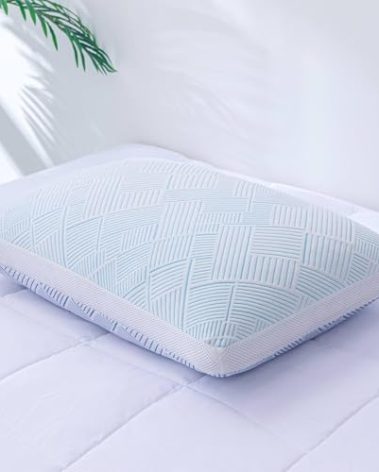 Shredded Memory Foam Cooling Soft Bamboo Viscose Pillow Queen Size, Adjustable Hypoallergenic Hotel Quality Pillow for Side, Back, Stomach Sleeper, Oeko-TEX Certified