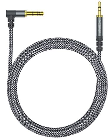 3.5mm to 2.5mm Aux Audio Cable (6.6FT), 90 Degree Right Cord Compatible with Bose 700 QuietComfort QC45 QC35II QC35 QC25 Noise Cancelling Headphones, JBL E45BT E55BT E65BTNC Bluetooth Earphone(Grey)