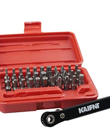 KAIFNT K402 Screwdriver Bit Set with Mini Ratchet Wrench, 1/4-Inch Drive, 34-Piece