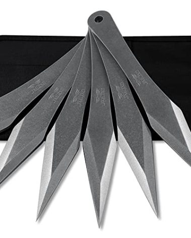 JXE JXO The Thunder: Throwing Spikes Thickness Up to 0.275", 6Pack 10.2" Stainless Steel No Spin Throwing Set with Nylon Belt Sheath - Upgraded Version