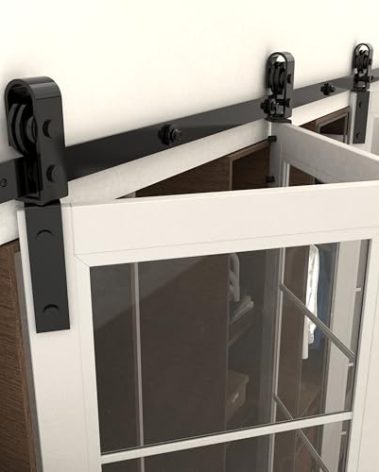 Arti-Life 64" Bifold Sliding Barn Door Hardware Track Kit,Side Mounted Black Roller,Smoothly and Quietly,Assembly Easy,Fit Four 15" Bi-Folding Doors (Door Not Included)
