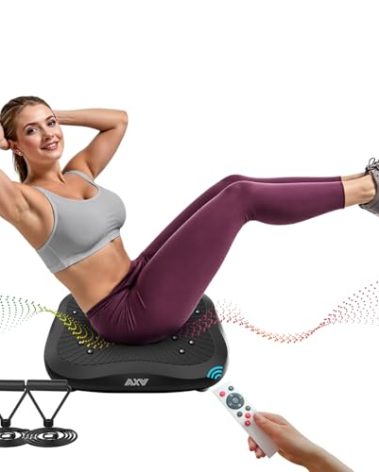 AXV Vibration Plate Exercise Machine Whole Body Workout Portable Mini Vibrate Fitness Platform Lymphatic Drainage Machine for Weight Loss Shaping Toning Wellness Home Gyms Workout