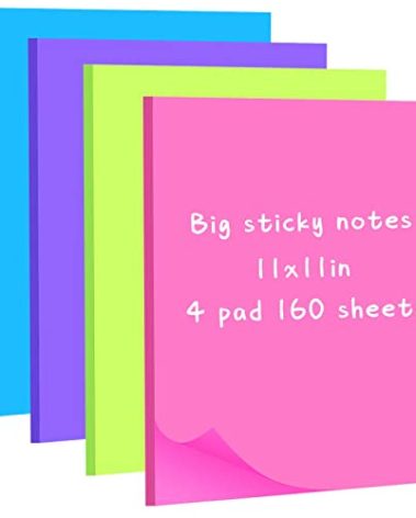 Harloon Big Sticky Notes 11 x 11 Inch Jumbo Sticky Notes Memo Post Stickies Square for Office Home Meeting 40 Sheets/pad(Dark Color Series,4 Pad)