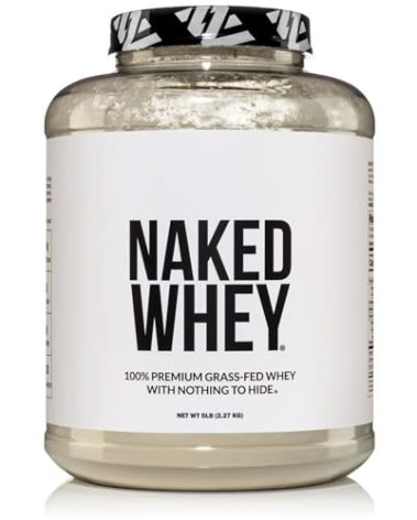 NAKED WHEY 5LB 100% Grass Fed Unflavored Whey Protein Powder - Only 1 Ingredient, Undenatured - No GMO, Soy or Gluten - No Preservatives - Promote Muscle Growth and Recovery - 76 Servings