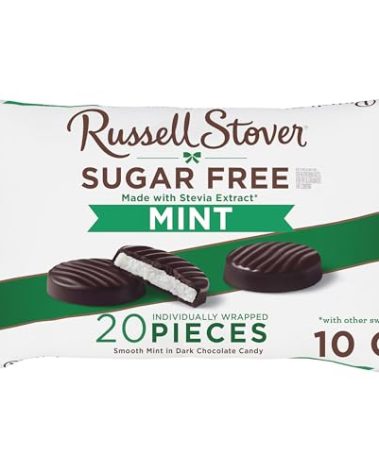 Russell Stover Sugar Free Mint Patties with Stevia, 10 oz. Bag