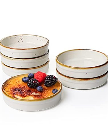 ONEMORE Ramekins 4 oz - Oven Safe Shallow Ramekins for Creme Brulee - Set of 6