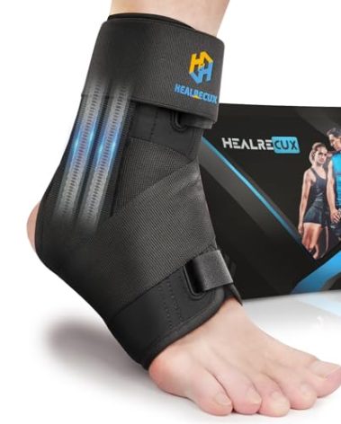 Healrecux Ankle Brace for Sprained Ankle Wrap, Ankle Support for Men Women, Foot Brace Ankles Stabilizer with Ankles Splint Support for Basketball, Volleyball, Sports - L