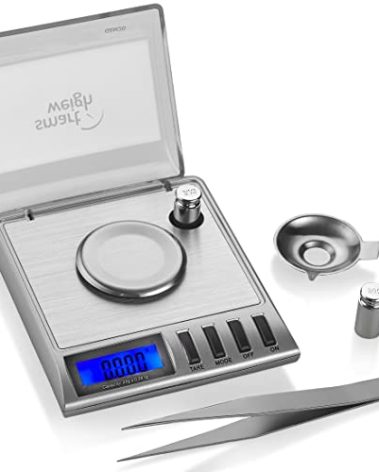 Smart Weigh GEM20-20g x 0.001 Grams, High Precision Digital Milligram Jewelry Scale, Reloading, Jewelry and Gems Scale, Calibration Weights and Tweezers Included