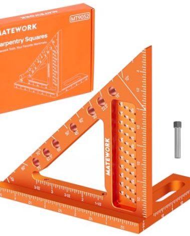 Matework Carpenter Square, 4 inch Aluminum Carpenter Square Tool, Draw Angle Measuring Ruler Tool for Woodworking, Rafter Square Orange