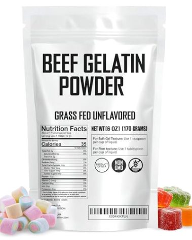 Beef Gelatin Powder 6 oz - Grass-Fed, Unflavored, Non-GMO - Premium Thickening Agent for Cooking & Baking - Perfect for Gummy Candy, Marshmallows and Sauces.