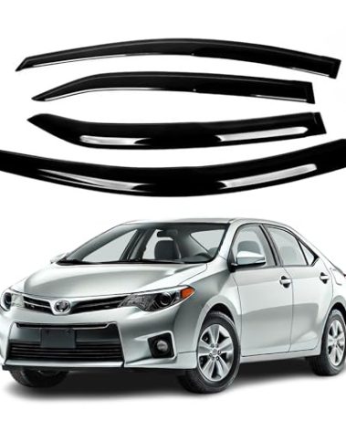 Fits for Toyota Corolla 2014 2015 2016 2017 2018 Safe Smoke Window Visor Set - 2 mm Thickened Sun, Rain, and Vent Protection, 4-Piece Tape-On Window Deflector Guard Kit