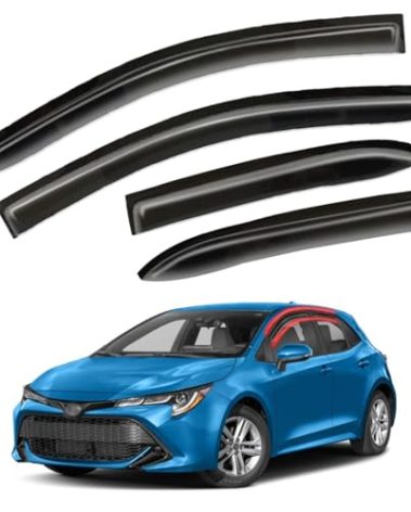 Window Visors Rain Guards FIT 2019, 2020, 2021, 2022 Toyota Corolla Hatchback – Side Window Deflectors Vent Shades Sun/Rain Guards, 4PCS Smoke Tape-On Set