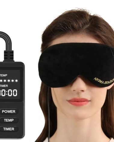 Aroma Season Heated Eye Mask, Warm Eye Compress for Dry Eyes MGD Stye Blephartitis Sinus Migraine, Graphene Heating Element with Natural Lavender Pack (Black)