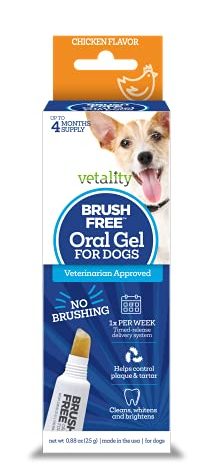 Vetality Brush Free Oral Gel for Dogs | Vet Formulated Dental Care with ProLong Technology | Cleans Teeth and Gums