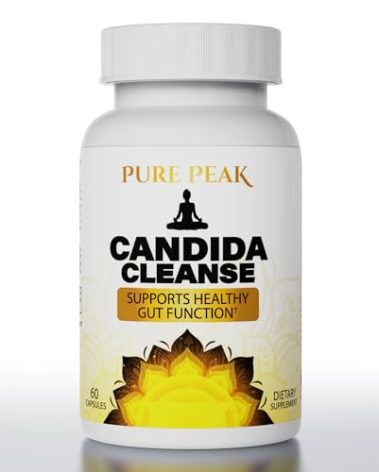 Pure Peak Candida Cleanse - Gut & Colon Support (60 Capsules) - for Men & Women - Natural Herbs for Intestinal Detox - Oregano Leaf, Wormwood, Black Walnut, Caprylic Acid