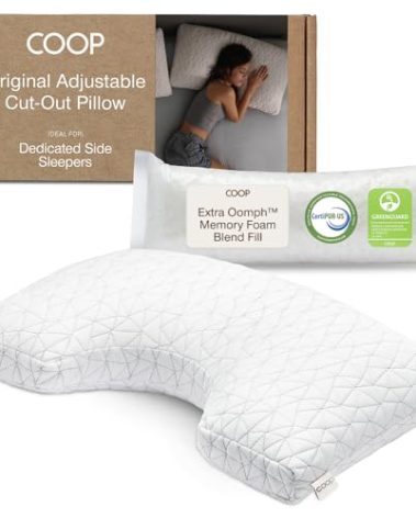 Coop Home Goods Original Cut-Out Adjustable Pillow, Queen Size Bed Pillows for Neck & Head Support, Memory Foam Pillows - Medium Firm for Side Sleeper, CertiPUR-US/GREENGUARD Gold