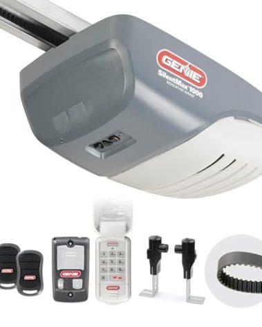 Genie SilentMax 1000 Garage Door Opener - Ultra-Quiet Belt Drive - Includes two 3-Button Pre-Programmed Remotes, Wall Console, Wireless Keypad, Safe T-Beams - Model 3042-TKH, 140V DC Motor