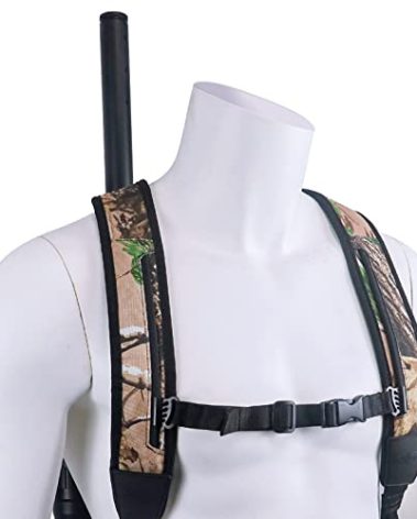 HUNTPAL Backpack Style Hands-Free Rifle Sling Gun Sling for Shotgun Crossbow, Neoprene Padded Hunting Sling Double Shoulder Strap, Universal Camo Backpack Strap for Outdoors