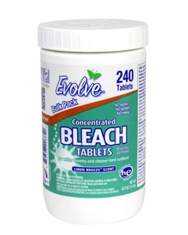 Evolve Concentrated Bleach Tablet Bulk Size 240 Tablets 1 Pack Linen Breeze