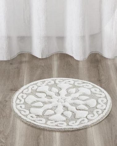 Madison Park Casablanca 100% Cotton Tufted Bathroom Rugs Luxurious Plush Medallion Floral Pattern Bath Mat Absorbent, Quick Dry, Spa Design Shower Room Décor, Round 25", Taupe
