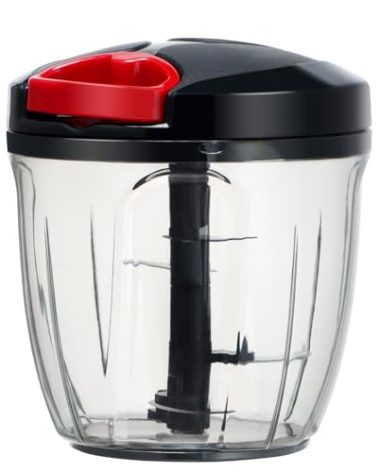Ourokhome Manual Food Processor Vegetable Chopper, Portable Hand Pull String Garlic Mincer Onion Cutter for Veggies, Ginger, Fruits, Nuts, Herbs, etc., 900ml, Black