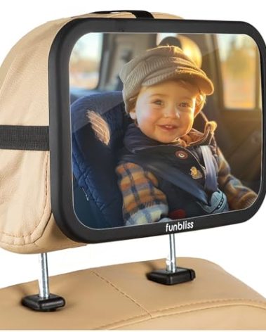Baby Car Mirror Most Stable Backseat Mirror with Premium Matte Finish,Ultra High Definition PMMA Material, Secure and Shatterproof,Black