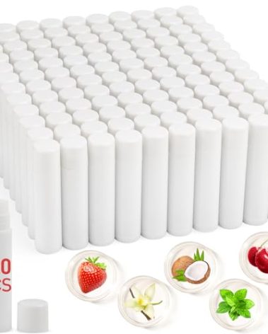 VISRIE 120 Pack Lip Balm Unlabeled, Natural Lip Balm Bulk Blank Tube, Personalized Lip Balms for Party Favors Adults and Bridal Shower Favors or Baby Shower Gifts-5 Flavors