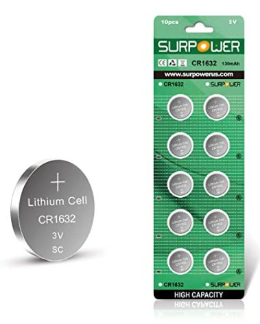 【5-Year Warranty】SURPOWER CR1632 3V Lithium Battery for Vivofit Jr Replacement CR 1632 Batteries -10 Pack