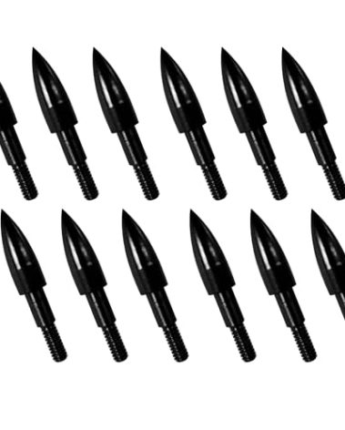 12pcs Archery Arrow Tips 100 Grain Field Tips 5/16 Inch Screw in Bullet Points, Archery Target Crossbow Practice Tips for Arrows Recurve Bow Compound Bow, Hunting Bow and Arrow Target Practice