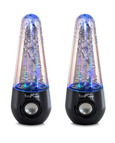 beFree Sound Bluetooth LED Dancing Water Multimedia Speakers in Black, (BFS-Shelf Speaker)