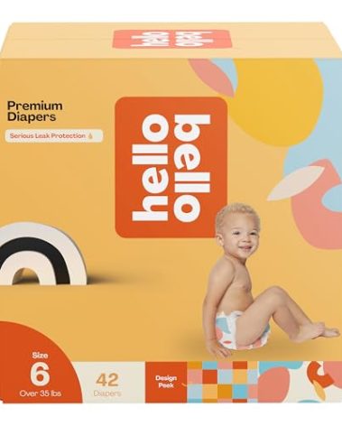 Hello Bello Premium Diapers Size 6, Honeysuckle Designs, 42ct Club Box, Hypoallergenic and Extra Absorbent