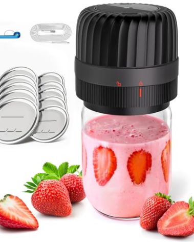 KITOOL Electric Mason Jar Vacuum Sealer Kit for Wide-Mouth & Regular-Mouth Mason Jars, Jar Vacuum Sealer for Mason Jars