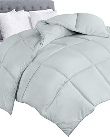 Utopia Bedding Comforter Duvet Insert, Quilted Comforter with Corner Tabs, Box Stitched Down Alternative Comforters Queen Size (Light Grey)