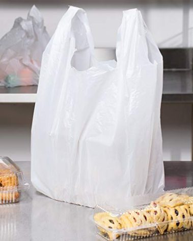 Carry-Out Plastic Bag-White Plain T-Shirt Bag 11.5"x6.5"x21.5" (White, 300/Bags)