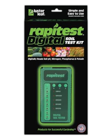 Rapitest Soil Test Kit for Gardens, Vegetables, Flowers and Lawns. USA designed and assembled soil tester completely, quickly and accurately measures/analyzes soil pH acidity and garden nutrients