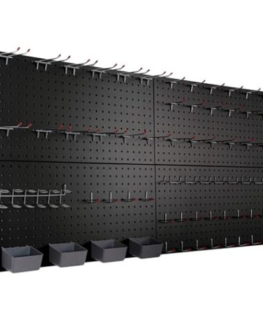 Peg Board for Wall 48x24 inch with 63 Pcs Hooks Accessories, Garage Storage Black Pegboard Wall Organizer, Metal Pegboard Panels with Hooks, Modular Mounted Control Peg Board Tool Organization