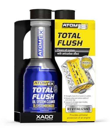 XADO Engine Oil System Cleaner with Anti-Carbon Effect - Removes Contamination & Engine Sludge - ATOMEX Total Flush Revitalizant (Bottle, 250ml)
