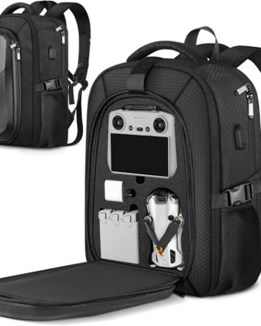 PEKREWS Mini 4 Pro Case, Waterproof Hard Carrying Case, Large Drone Bag Fits 15.6 Inch Laptop, Travel Backpack Compatible with DJI Mini 4 Pro, RC 2/ RC-N2 Controller, Fly More Combo and Accessories