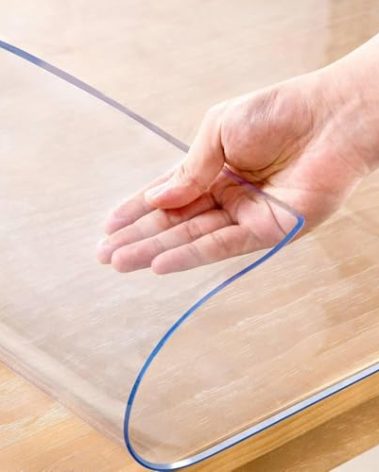 Eisdroma 23.6 x 55 Inch Clear Table Cover Protector, 2mm Thick Clear Table Protector for Dining Room Table, Plastic Table Cover, Waterproof Table Pad for Kitchen, Office