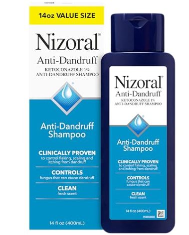 Nizoral Anti-Dandruff Shampoo with 1% Ketoconazole, 14 Fl Oz, Fresh Scent, Anti Fungal Shampoo