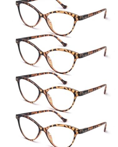 HEEYYOK Women Reading Glasses 4 Pack 3.00 Cateye Readers Glasses Reading Comfort Spring Hinge(4 Pack Color-C2, 3.00, x)