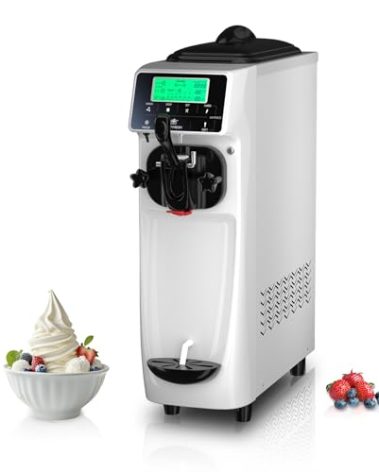 Ice Cream Maker Machine for Home, 5 Inch Screen Soft Serve Ice Cream Machine 4.2 Gals/H Single Flavor Ice Cream Maker with Pre-Cooling Soft Serve Machine with 1.6 Gals Tank for Birthday Party